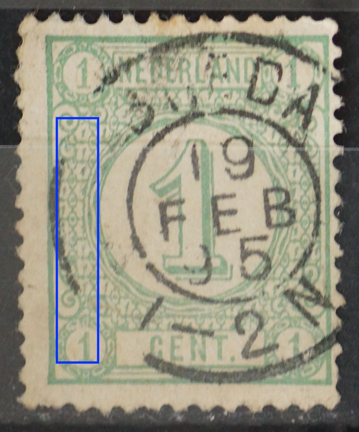 NVPH 31 - gebogen witte graveerkras links NVPH 31 - gebogen witte graveerkras links