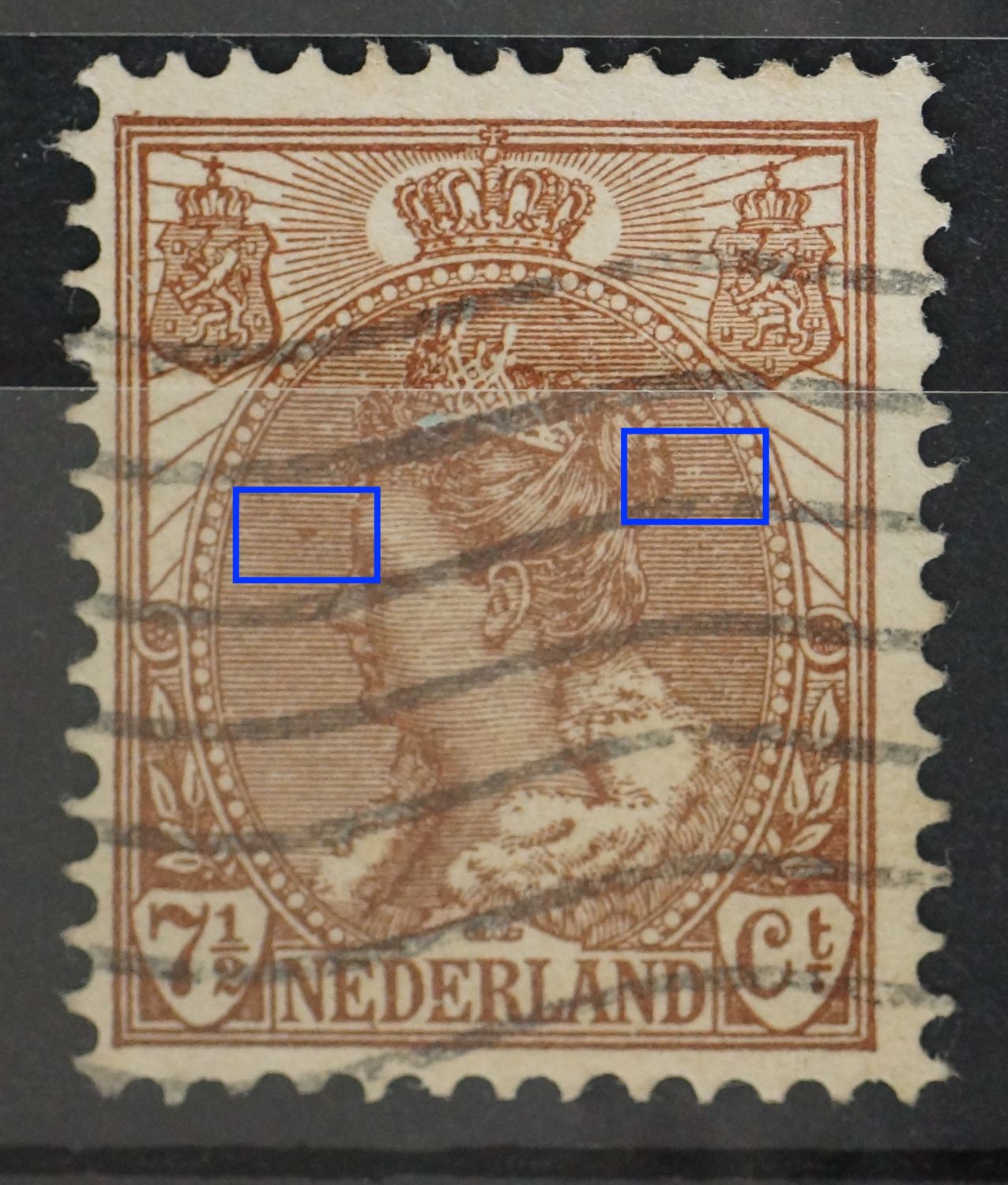 NVPH 61 - o.a. bruine vlek in de arcering voor het gezicht
