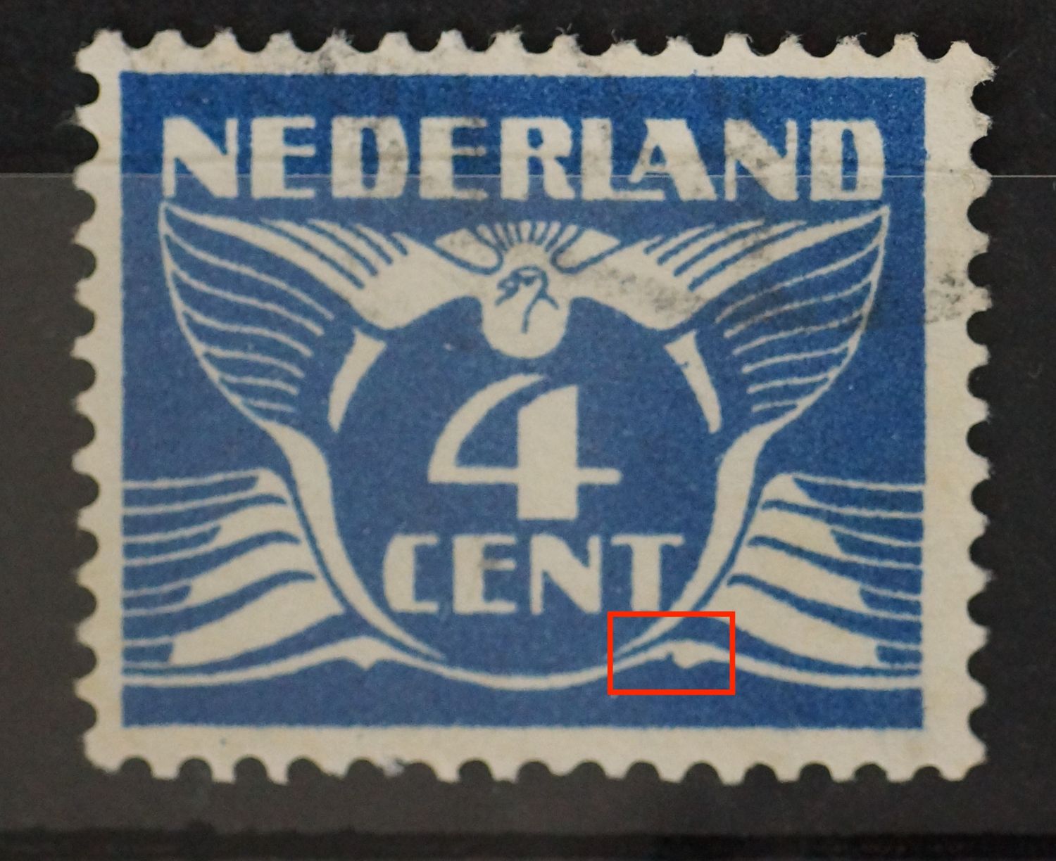 NVPH 176 - blauwe vlek onder, rechts