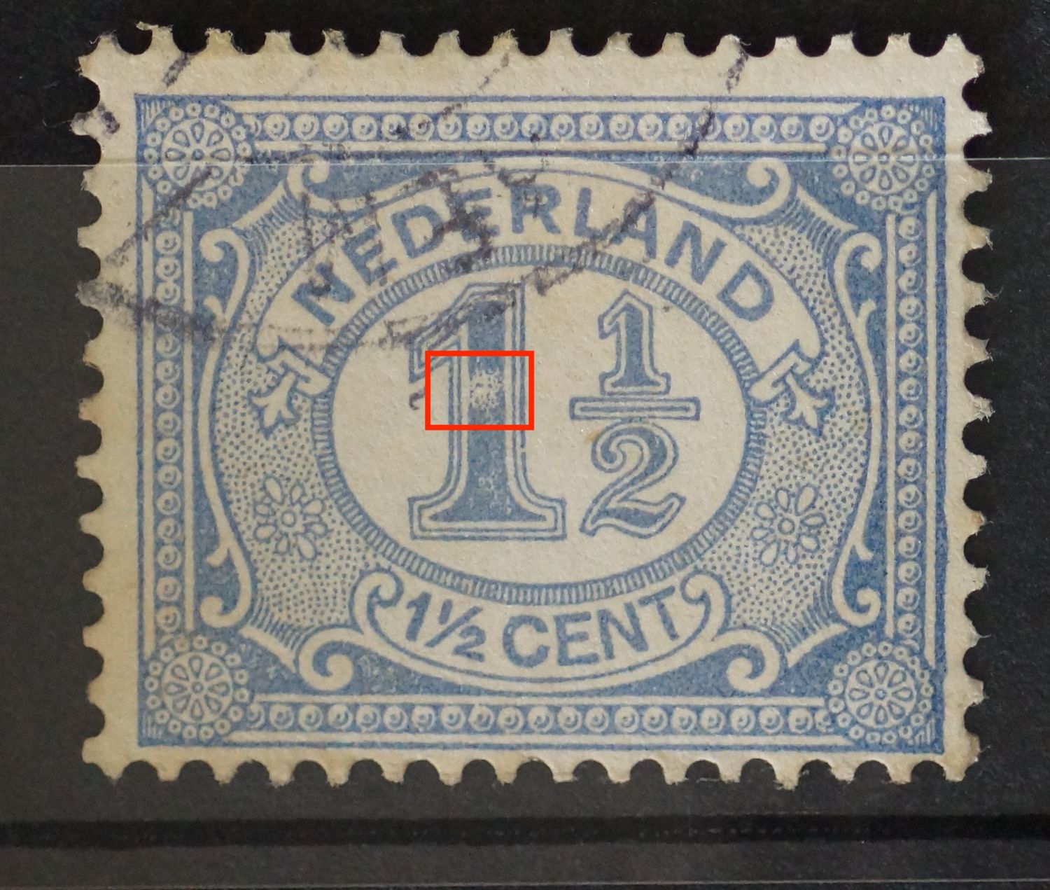 NVPH 52 - witte vlek middenin de 1 NVPH 52 - witte vlek middenin de 1