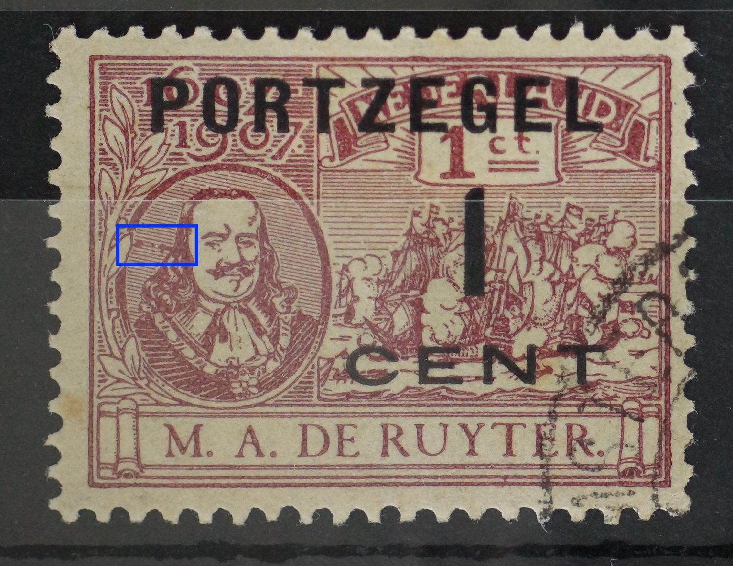 NVPH P32 - steenrode vlekken links van het hoofd