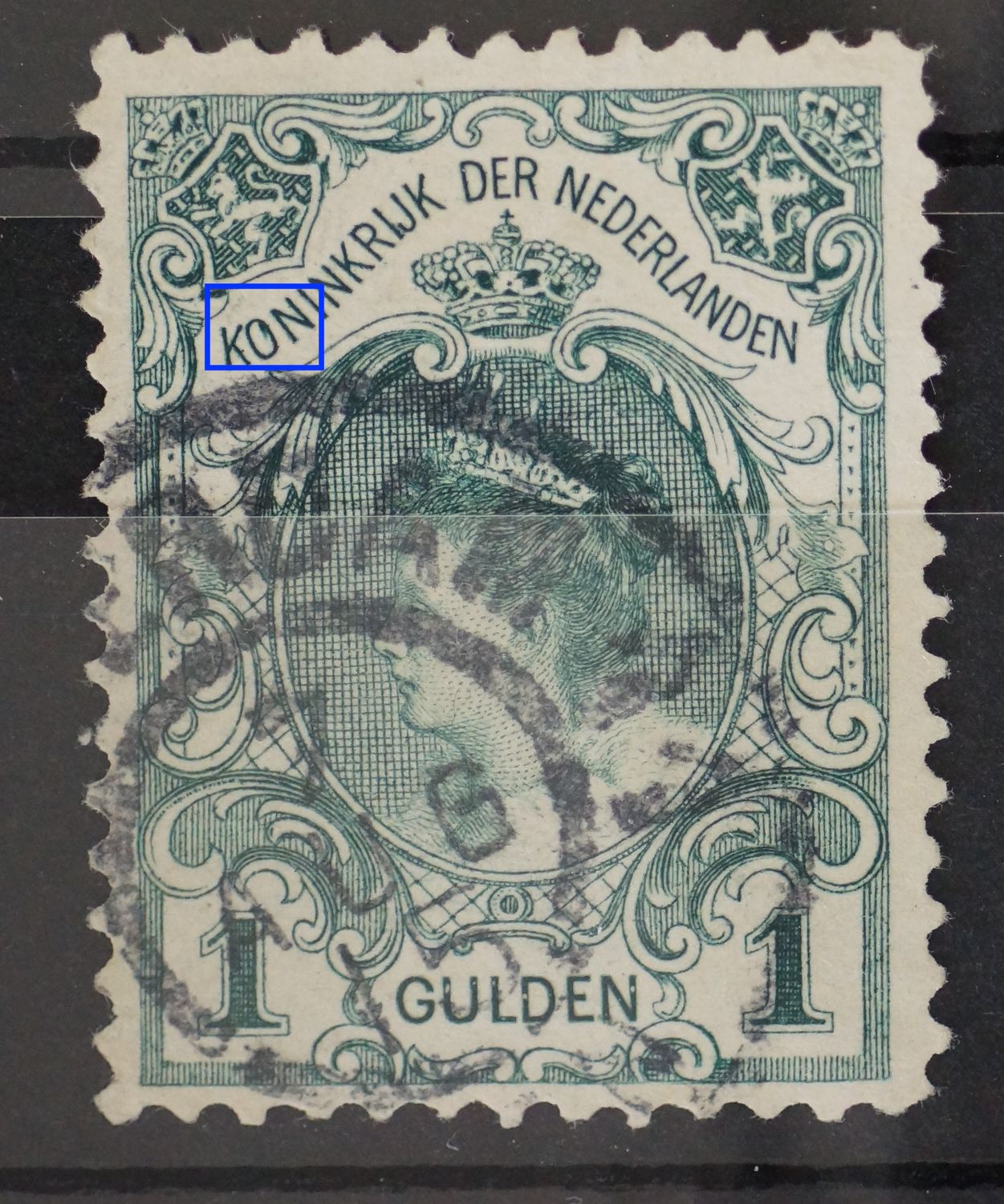 NVPH 77 - groene vlek in de O van KONINKRIJK