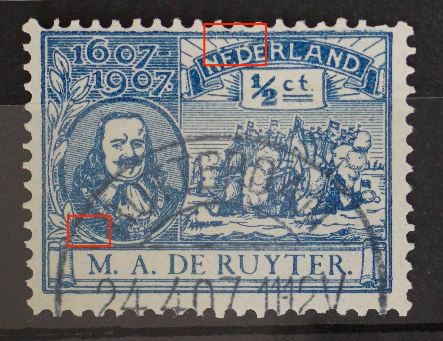 NVPH 87 - o.a.witte krassen rondom ED van NEDERLAND