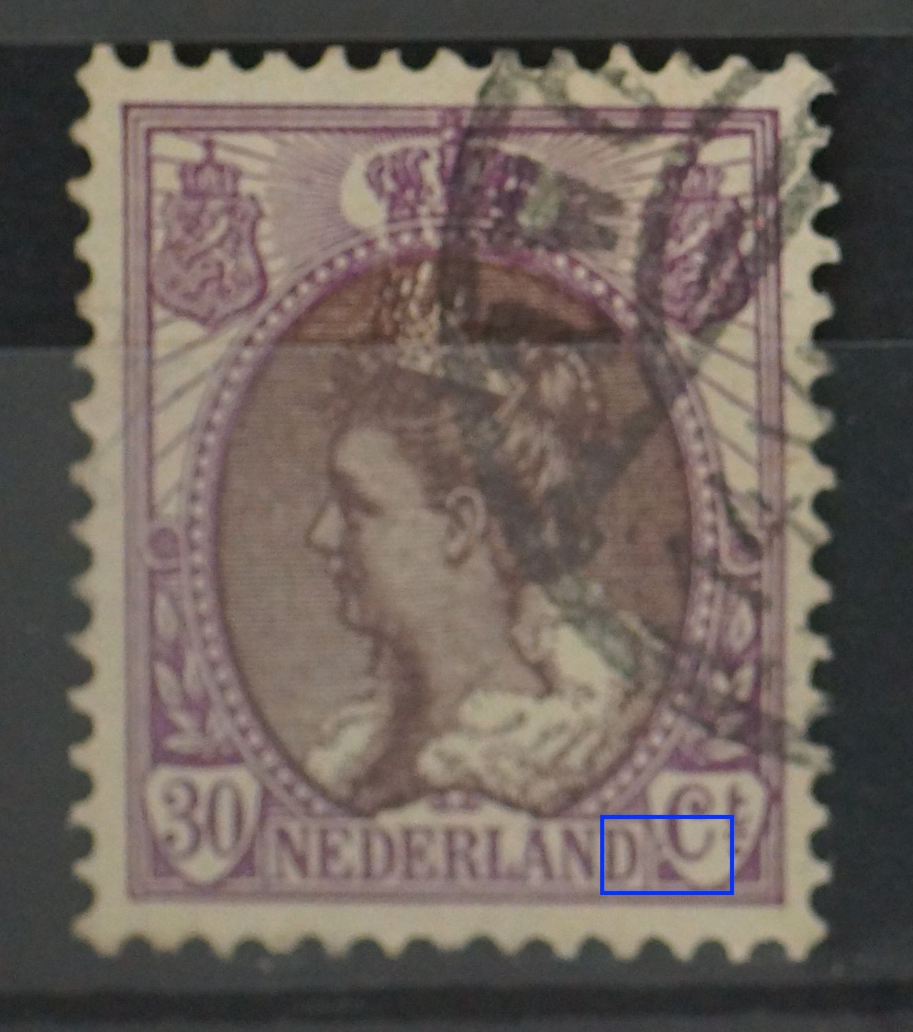 NVPH 72 - o.a. witte vlek voor Ct.