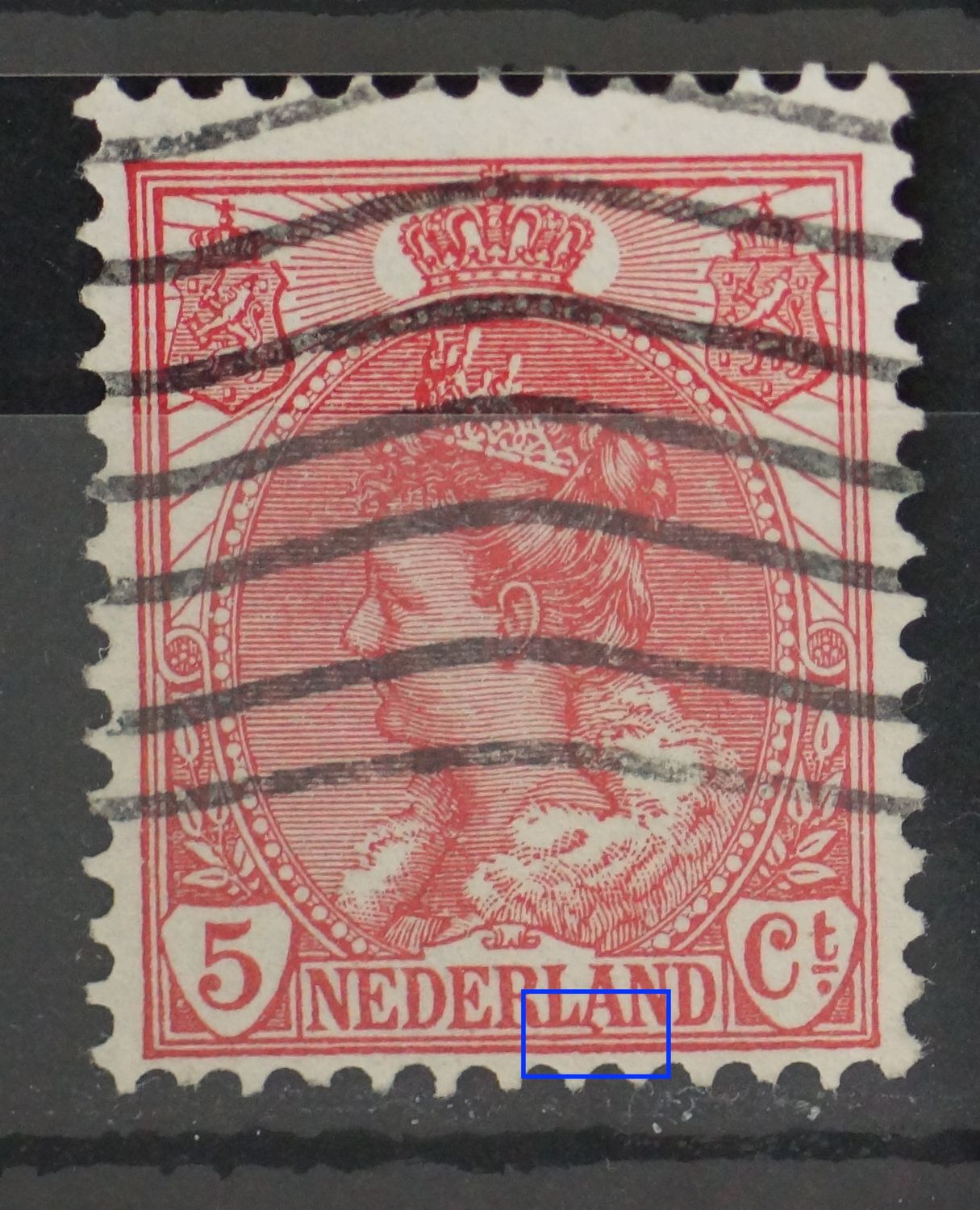 NVPH 60 - rode vlek onder de A van NEDERLAND
