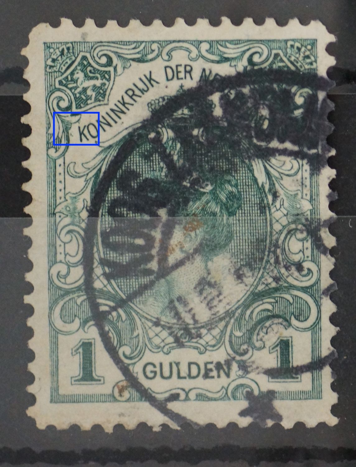 NVPH 77 - groene streepjes rondom de K van KONINKRIJK