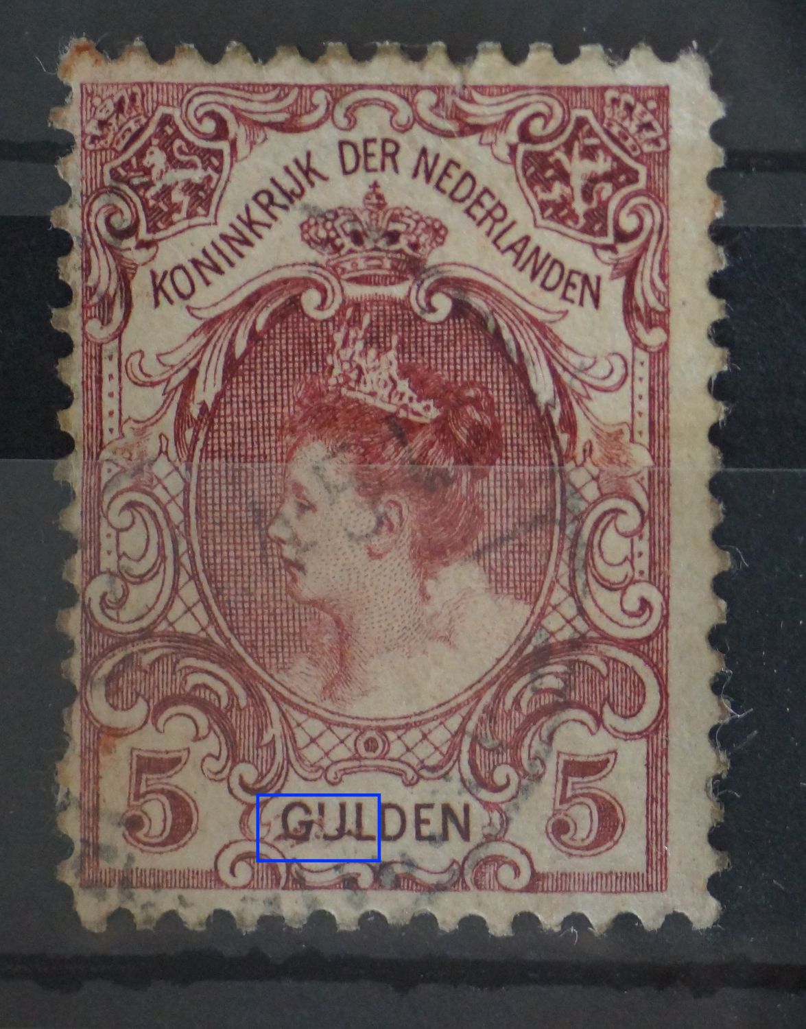 NVPH 79 - rode vlekken rondom GUL van GULDEN