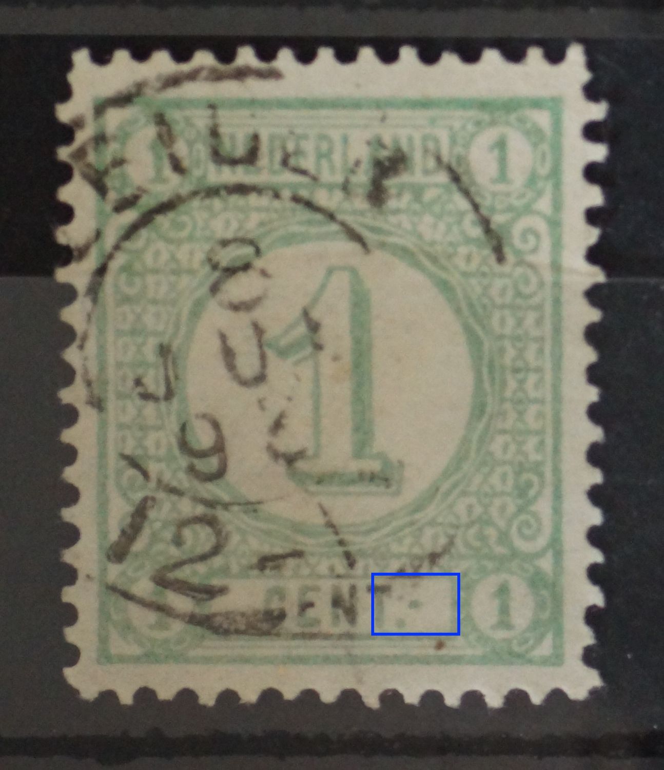 NVPH 31 - groene vlek rechts van CENT.