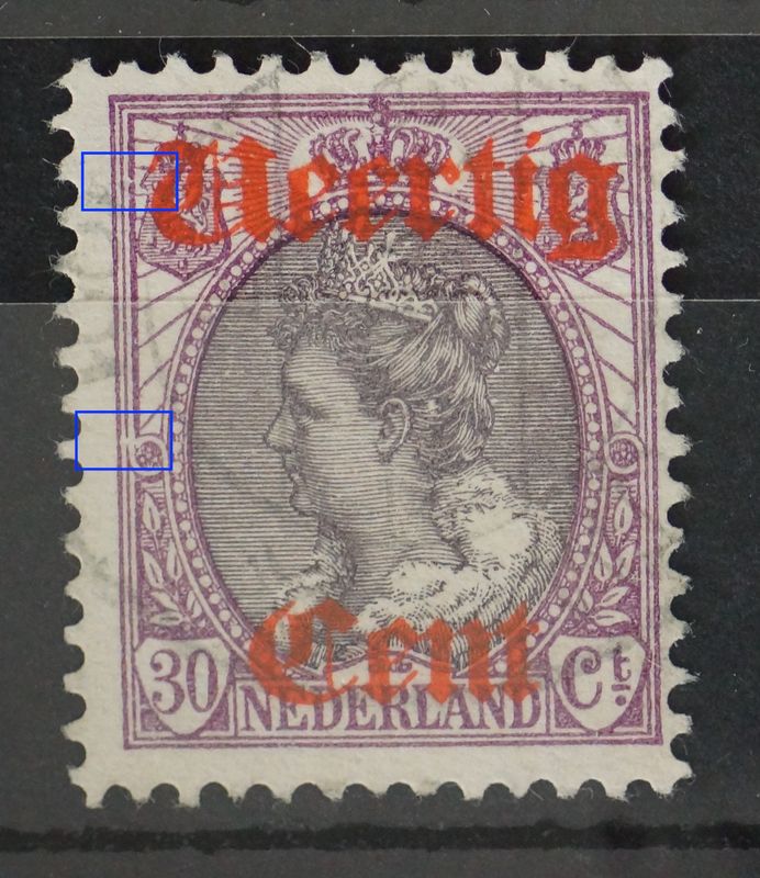 NVPH 102 - breuken in kaderlijn links NVPH 102 - breuken in kaderlijn links