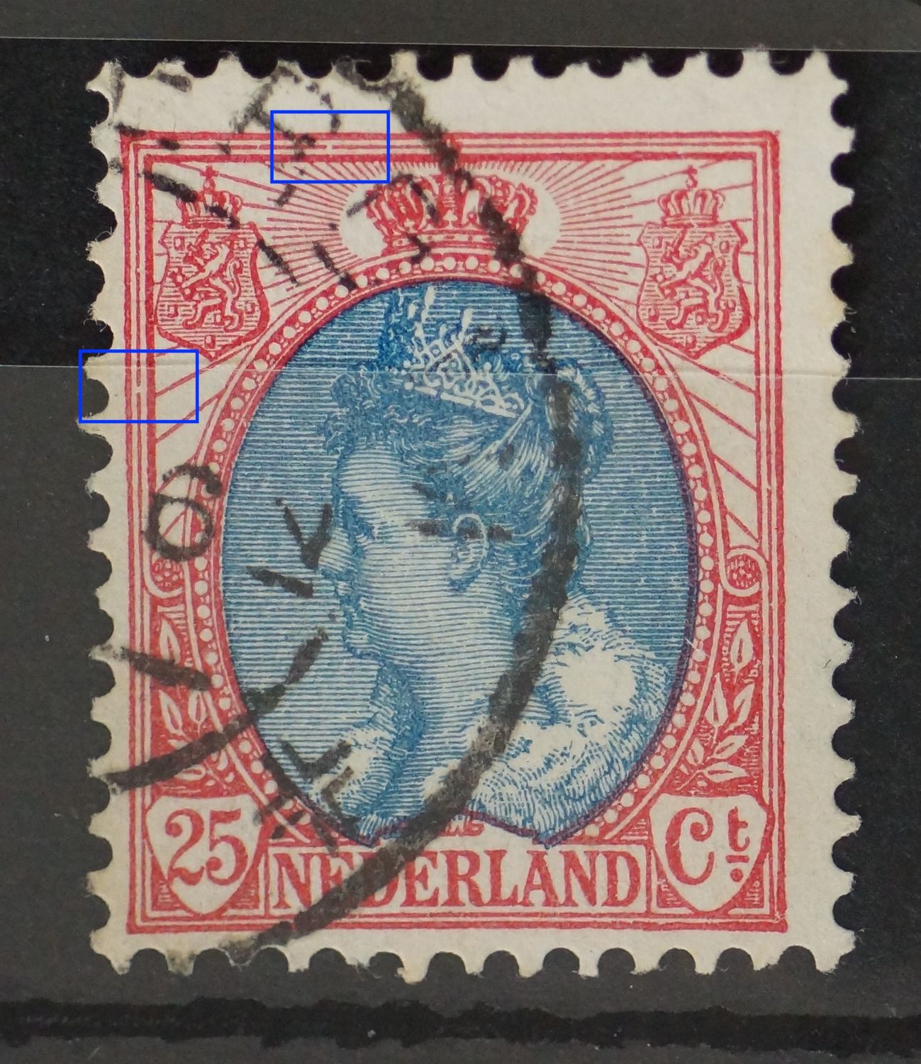 NVPH 71 - breuk in kaderlijn links en boven NVPH 71 - breuk in kaderlijn links en boven