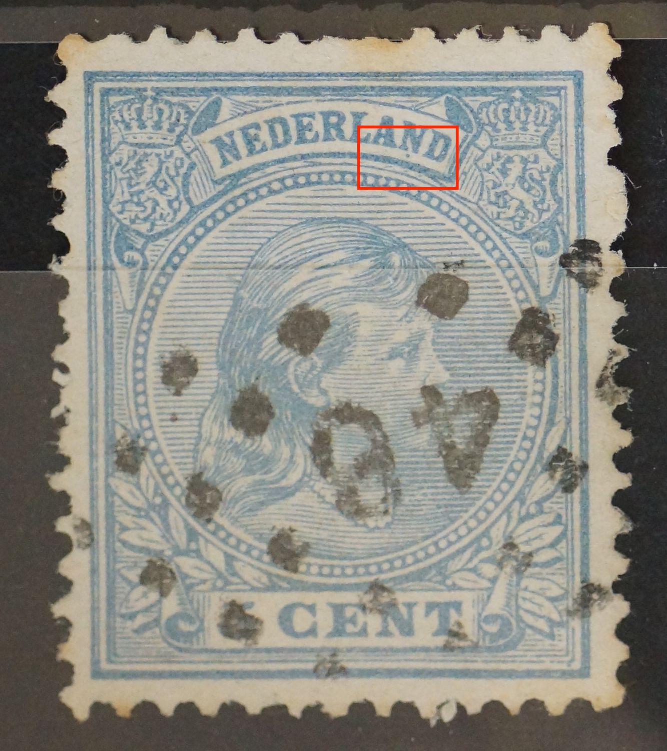 NVPH 35 - blauwe punt onder de 2e N van NEDERLAND