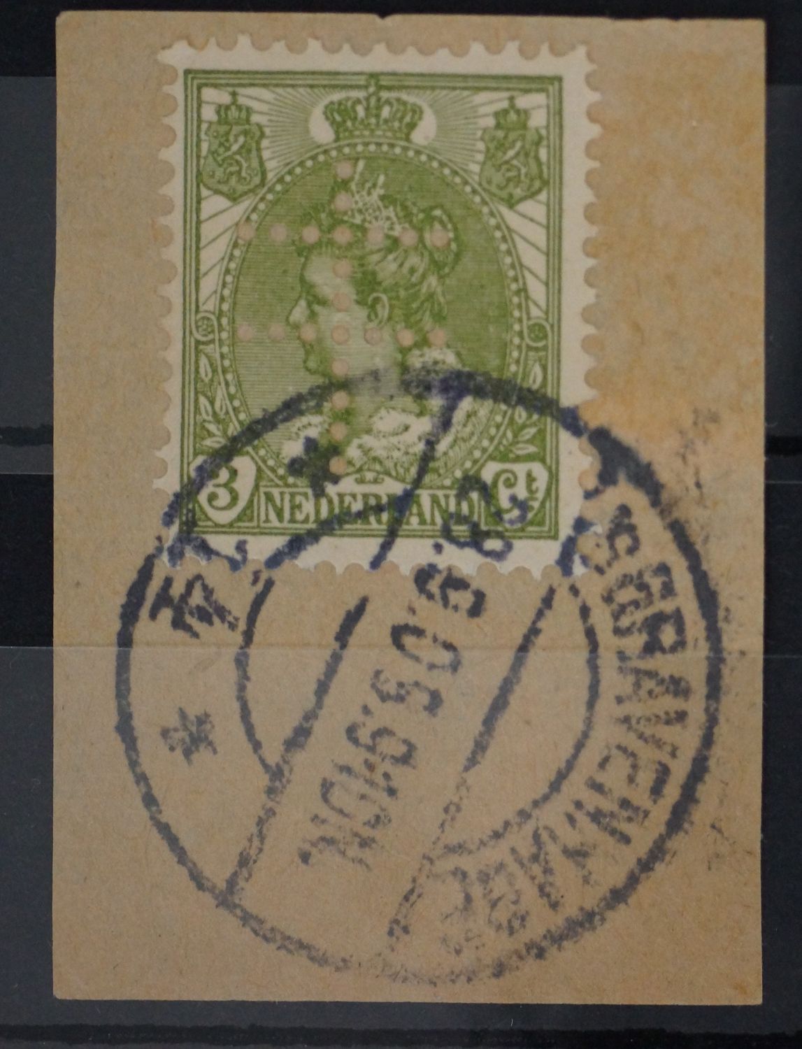 sGravenhage 14 op NVPH 57, met perfin Tuberculosevereniging.