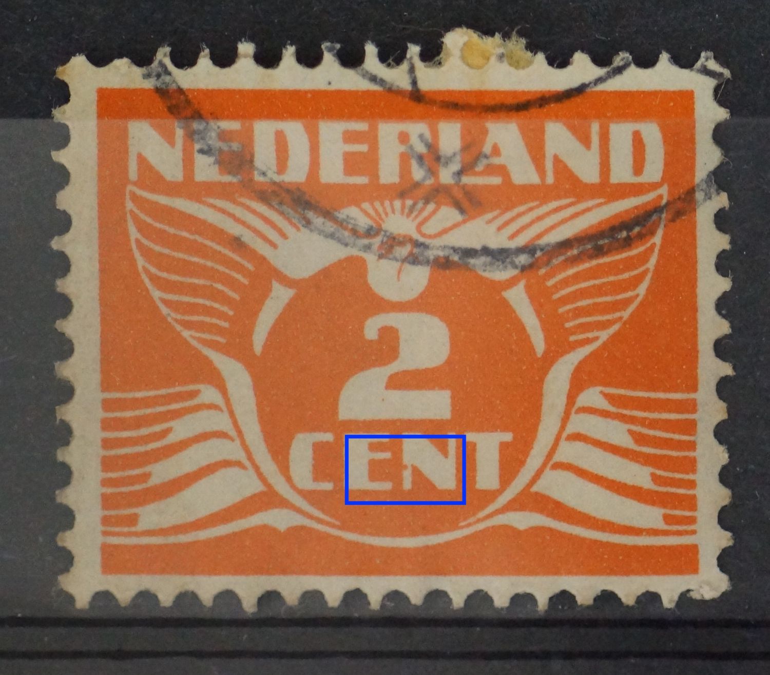 NVPH 173 - oranje punt in de linkerpoot van de N van CENT