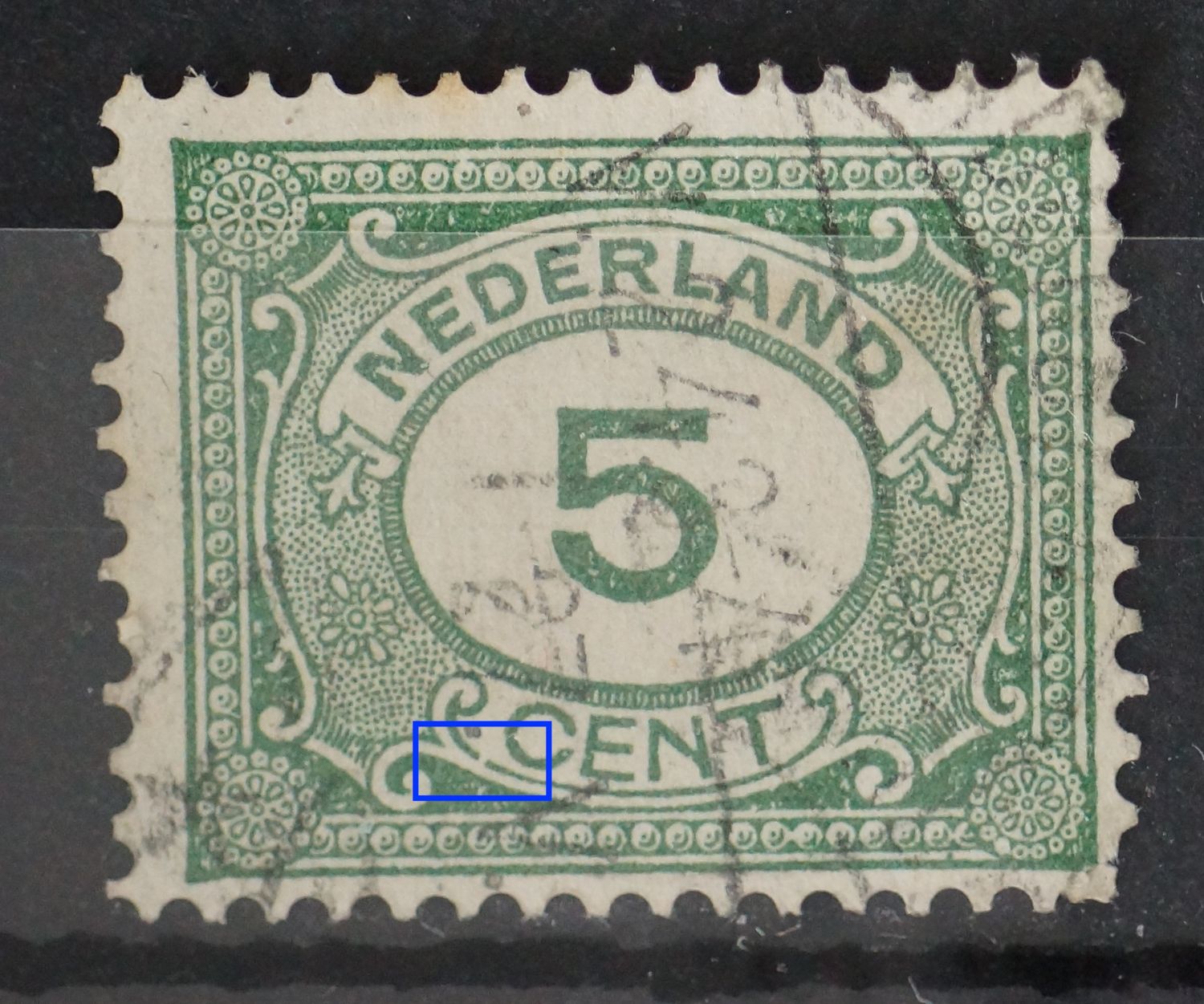 NVPH 107 - breuk in lijn onder de C van CENT NVPH 107 - breuk in lijn onder de C van CENT