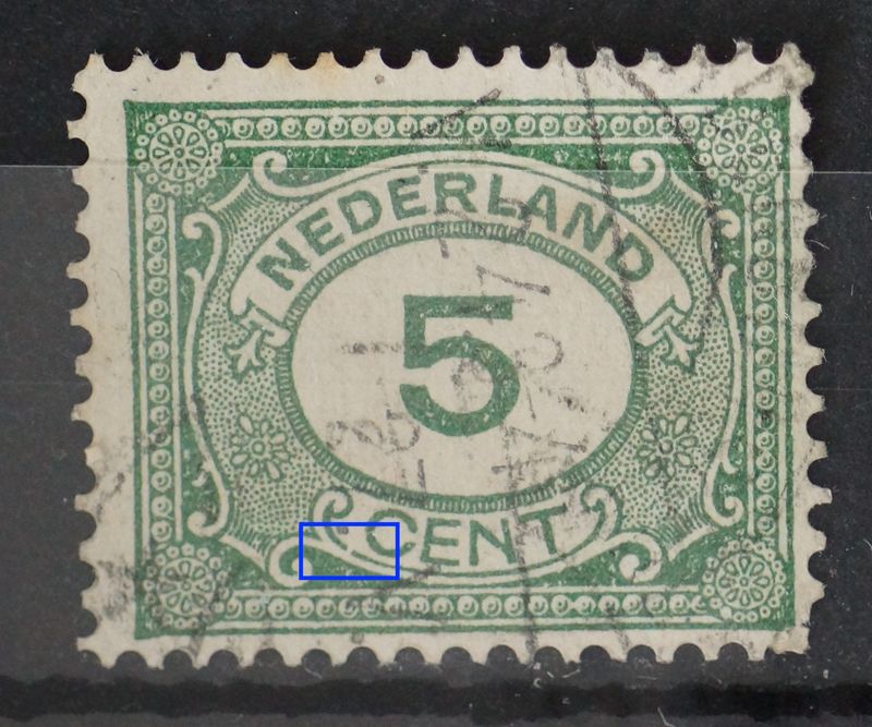 NVPH 107 - breuk in lijn onder de C van CENT NVPH 107 - breuk in lijn onder de C van CENT