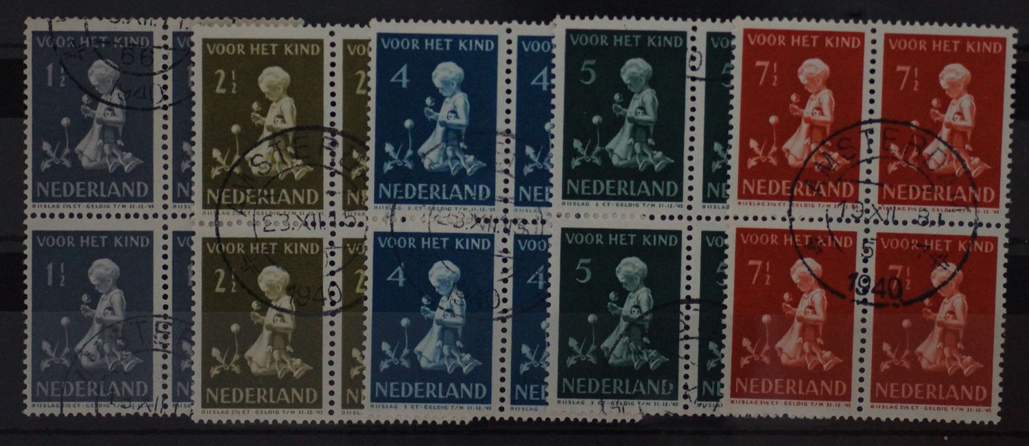 Diverse Amsterdam stempels op NVPH 374-378 (blok) Diverse Amsterdam stempels op NVPH 374-378 (blok)