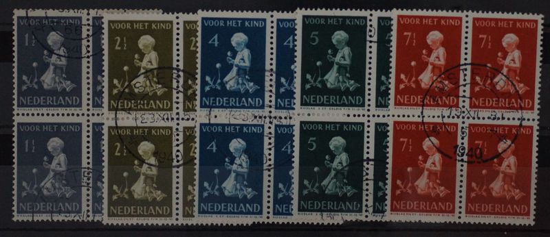 Diverse Amsterdam stempels op NVPH 374-378 (blok) Diverse Amsterdam stempels op NVPH 374-378 (blok)