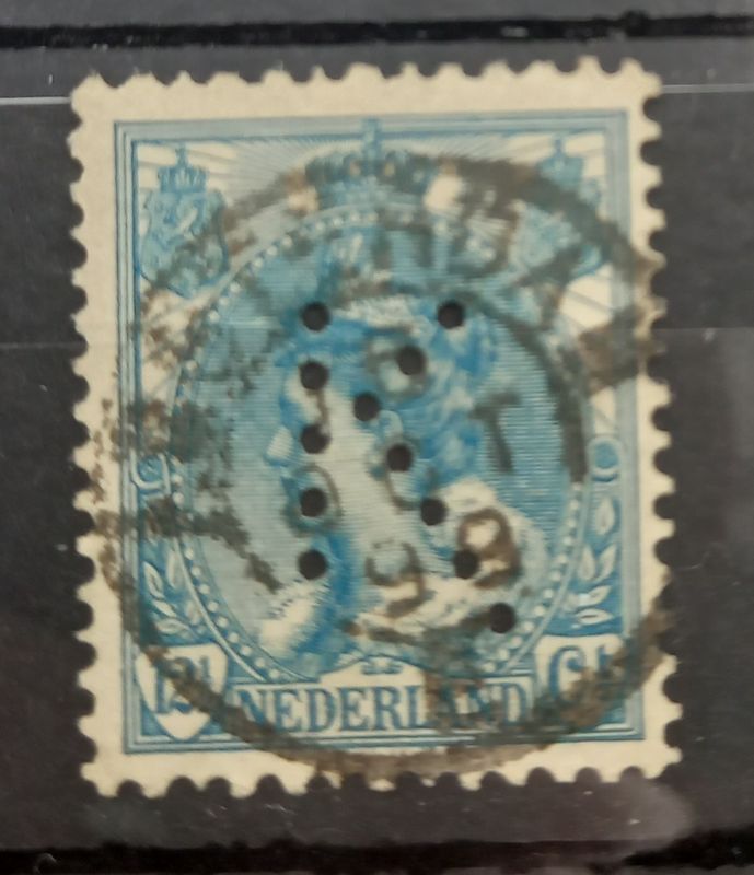 Amsterdam E op NVPH 63, perfin K Amsterdam E op NVPH 63, perfin K