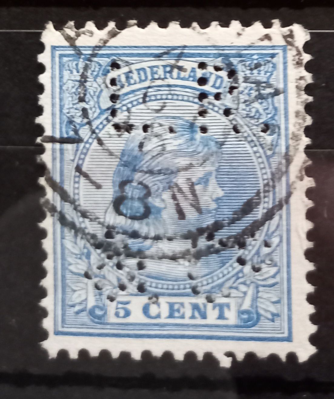 Dubbelring Amsterdam op NVPH 35 tevens perfin L.R.&Co.