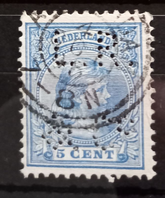 Dubbelring Amsterdam op NVPH 35 tevens perfin L.R.&Co.