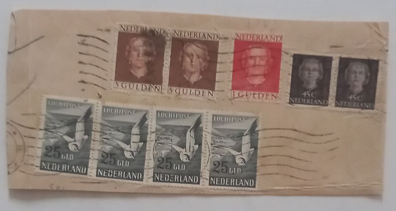 Fragment met 4x NVPH LP 13 (1x fraai) en totale frankering van 111,90 gulden