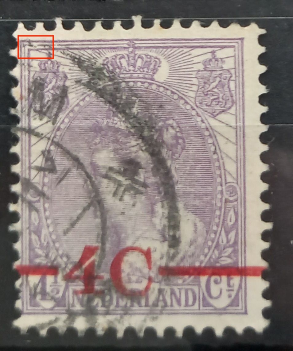 NVPH 106 - breuk in kaderlijn boven, helemaal links