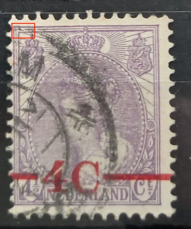 NVPH 106 - breuk in kaderlijn boven, helemaal links