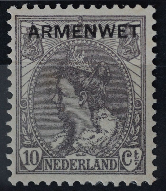 Armenwet opdruk op NVPH 61 - NVPH D7 - postfris - keur Dr. Louis