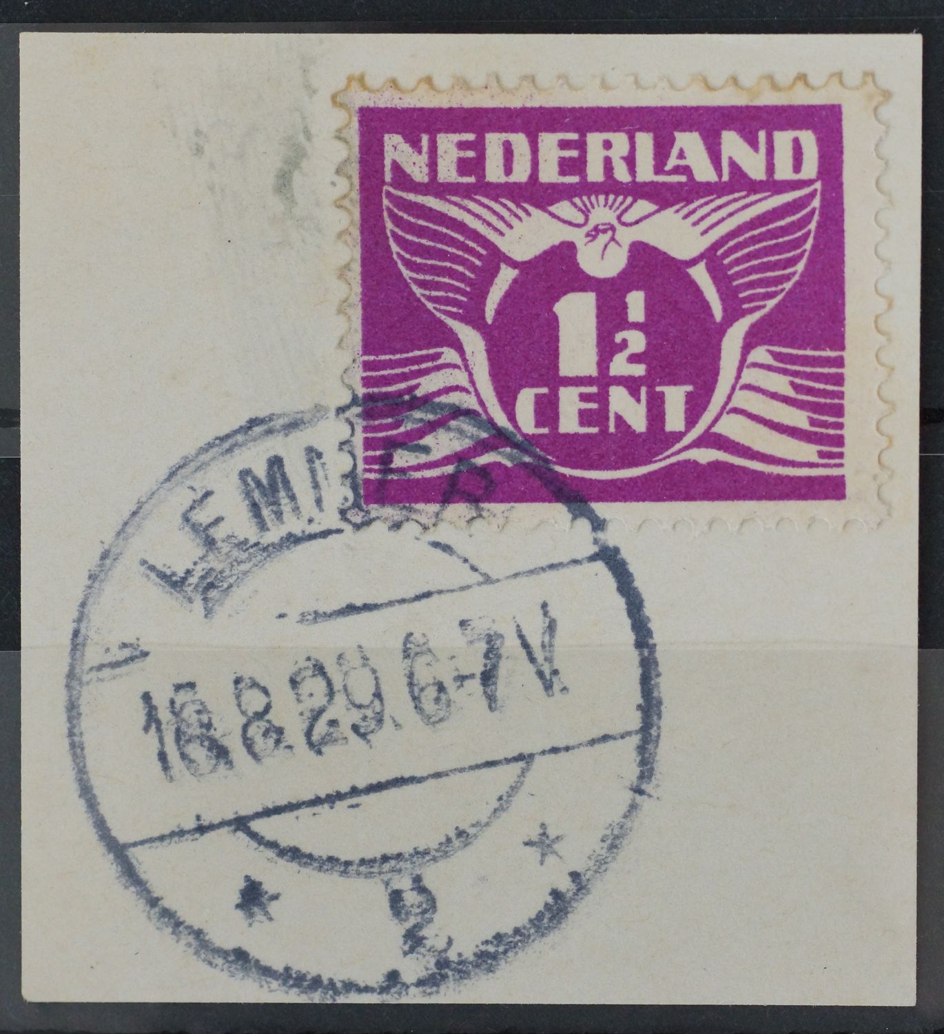 Lemmer 2 op NVPH 171 - vrij schaars -violette Lemmer 2 op NVPH 171 - vrij schaars -violette "regen" aan de linkerzijde van het zegel