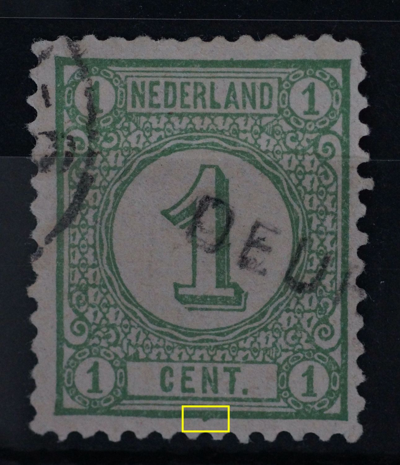 NVPH  31 - groene vlek aan kaderlijn onder - tevens kantoornaamstempel DEURNE
