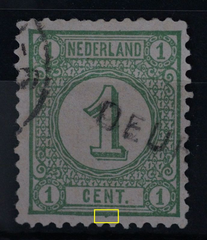 NVPH  31 - groene vlek aan kaderlijn onder - tevens kantoornaamstempel DEURNE