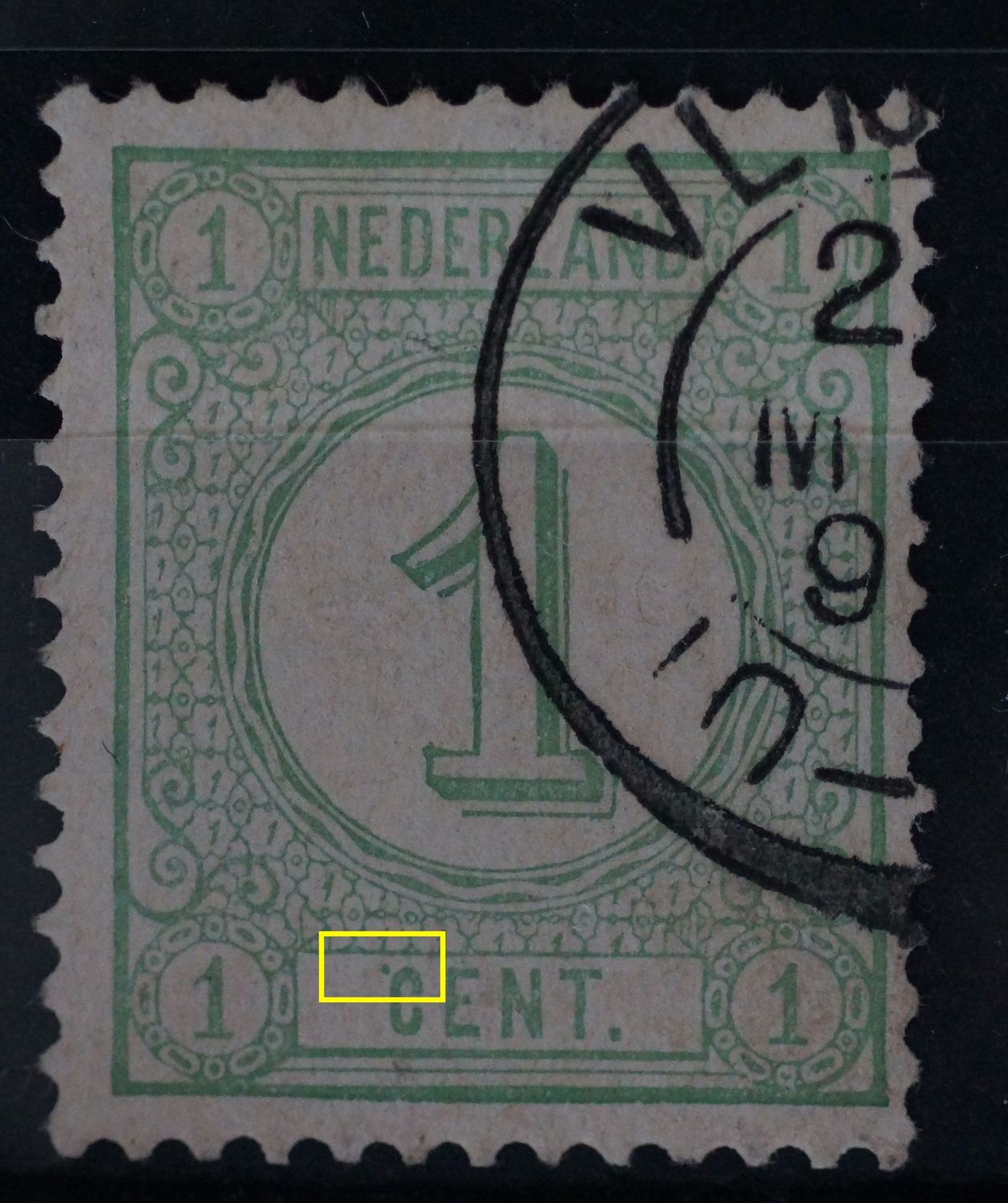 NVPH  31 - groene punt linksboven de C van CENT