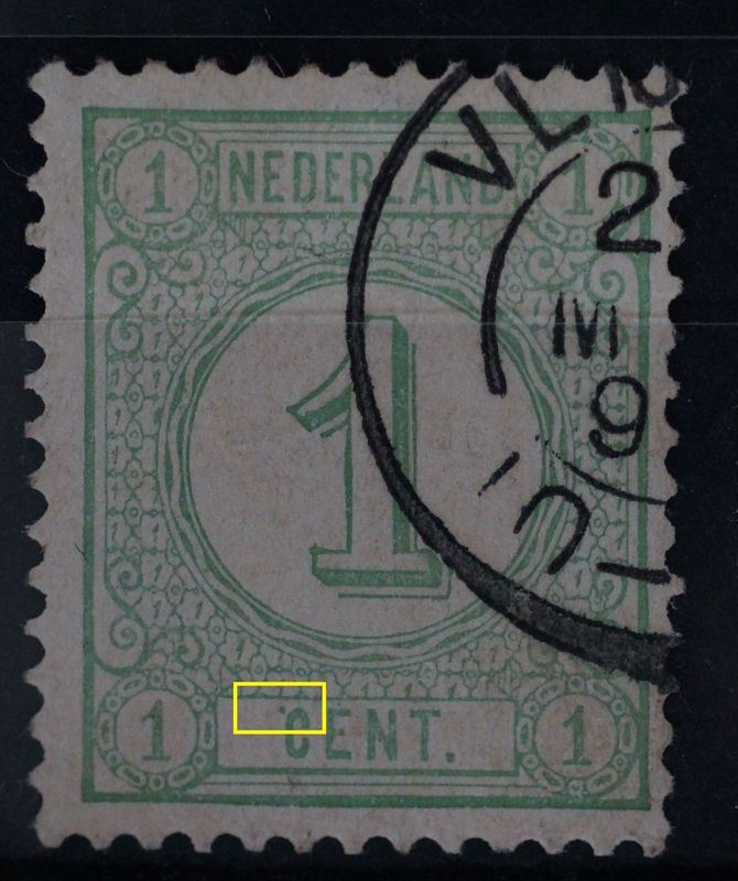 NVPH  31 - groene punt linksboven de C van CENT