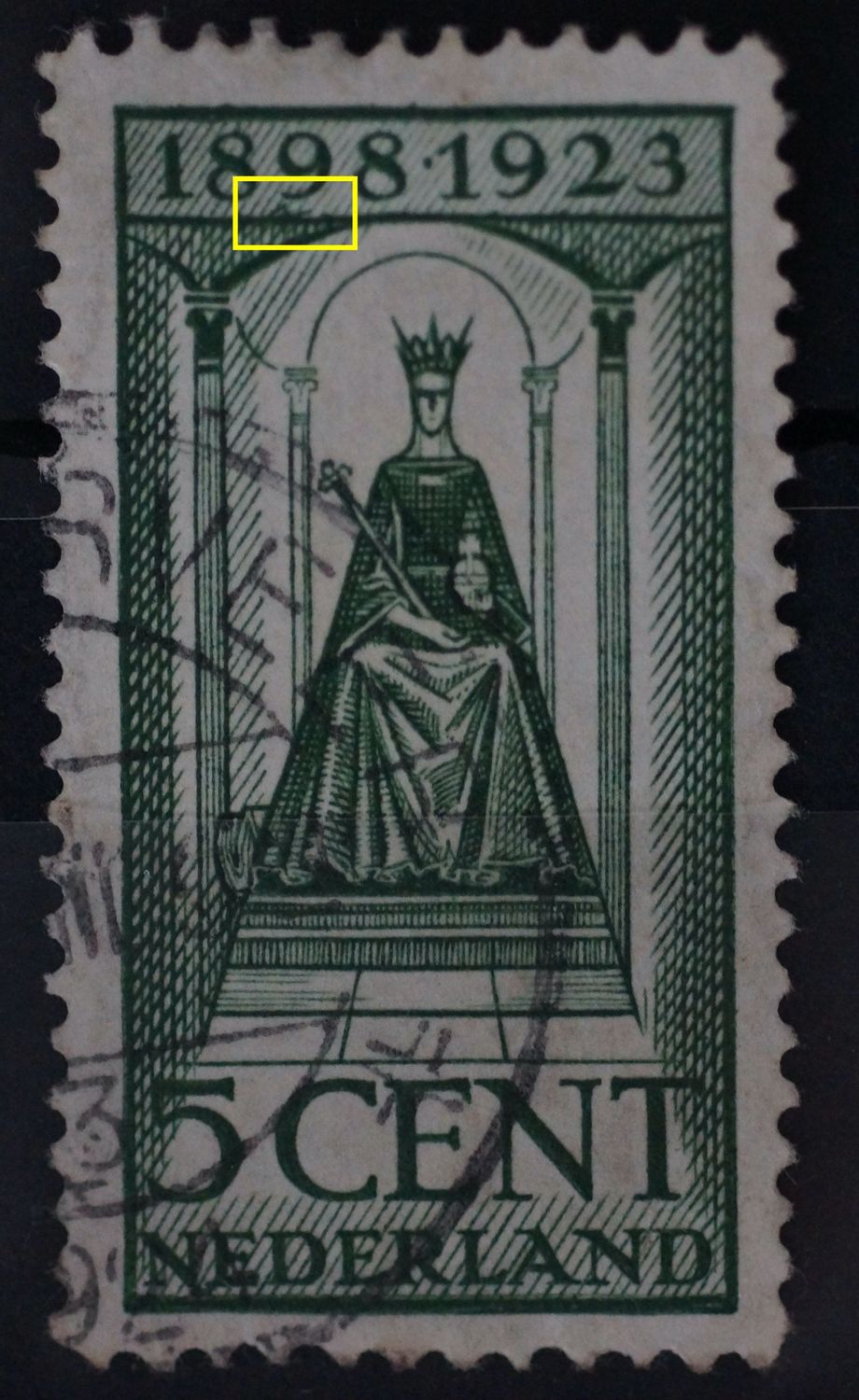 NVPH  122 - groene krassen onder de 9 van 1898