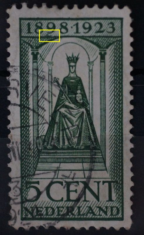 NVPH  122 - groene krassen onder de 9 van 1898