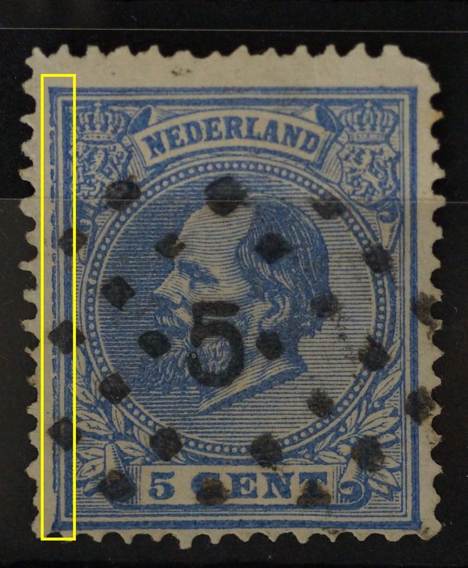 NVPH  19 - linkerkaderlijn geheel beschadigd