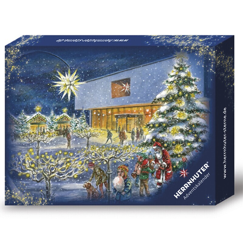 Adventskalender mit A1e Stern violett/weiß
