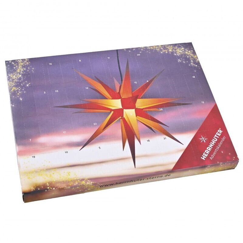 Adventskalender mit A1e Stern orange/weiß Adventskalender mit A1e Stern orange/weiß
