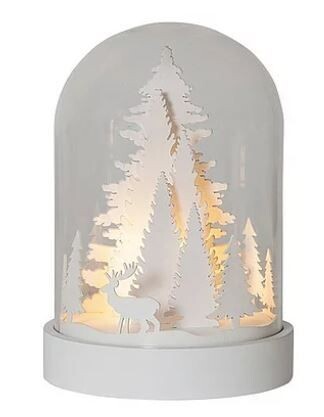 LED-Glas-Glocke "Wald" mit Rentier