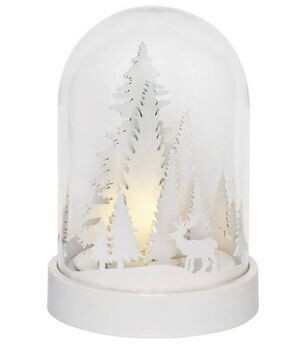 LED-Glas-Glocke "Hirsche im Wald"