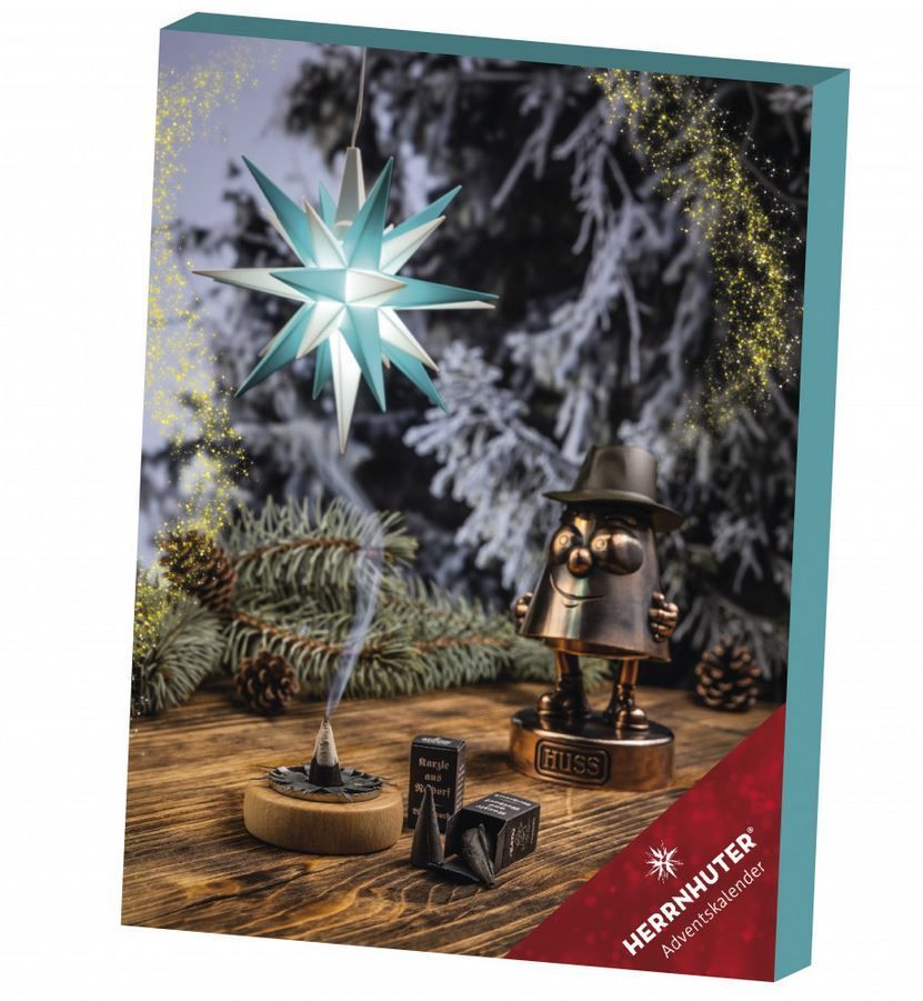 Adventskalender mit A1e Stern türkis/weiß