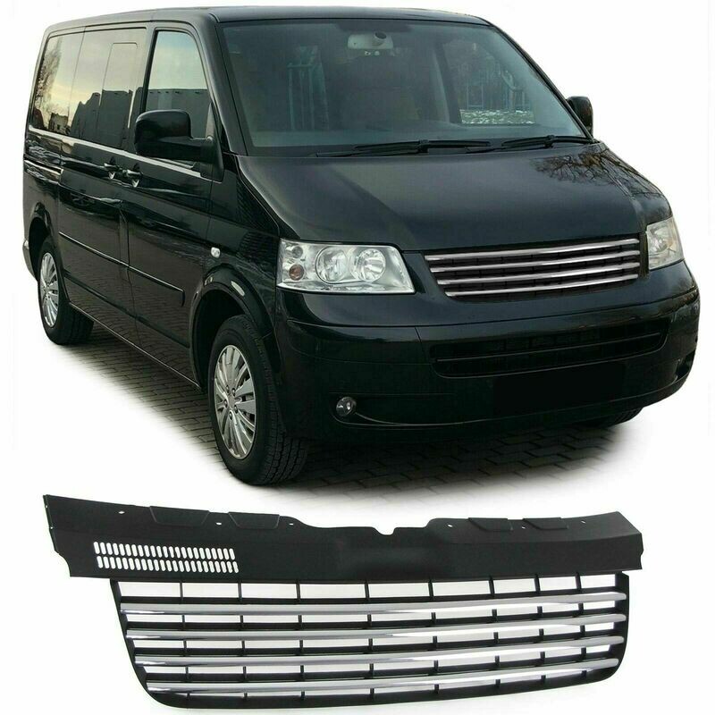 Sport Grill BLACK MATT & CHROM for VW T5 Bus Transporter 03-09