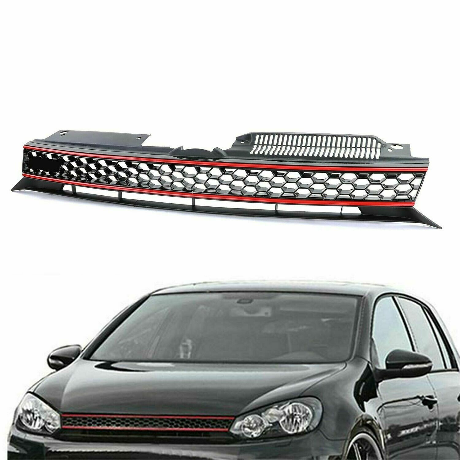 Sport Grill BLACK & RED for VW GOLF 6 08-13 GTI LOOK