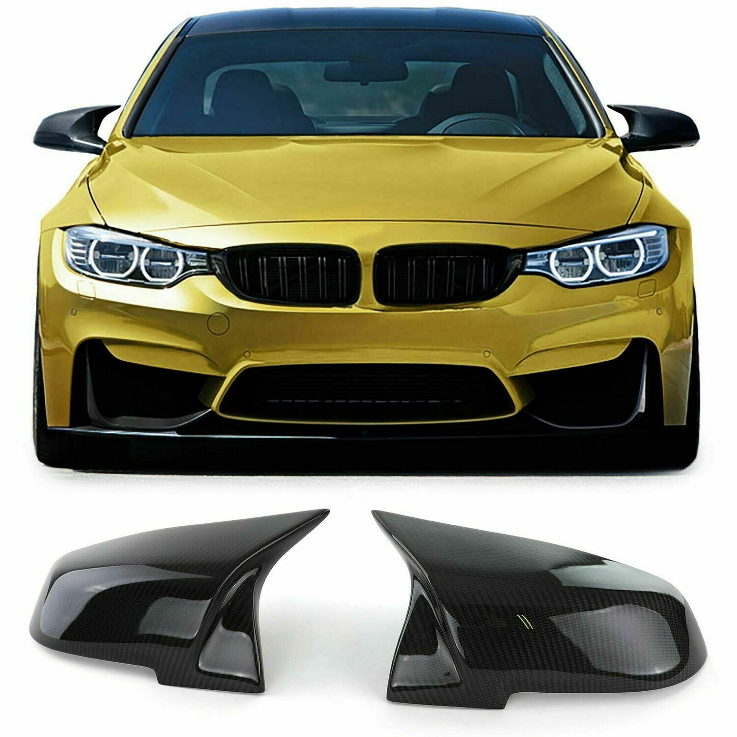 3D Carbon fiber wing mirror Covers M makred pour BMW F20 F22 F30 F31 1 2 série 3 