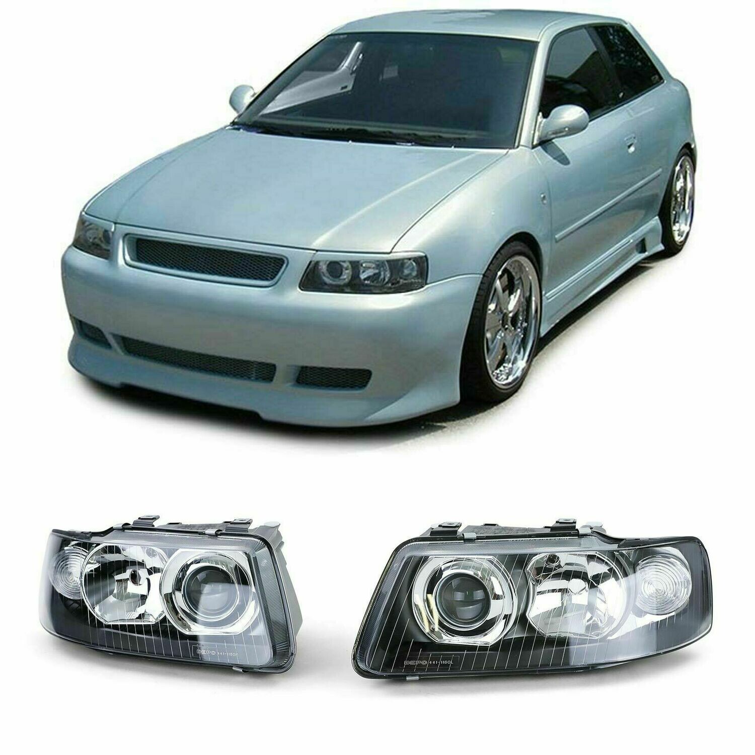 Front Dark headlights for AUDI A3 8L 00-03