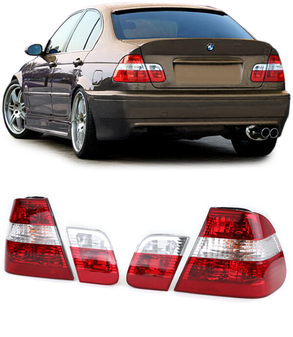 Rear Lights RED CLEAR for BMW E46 98-01 Series 3 SALOON