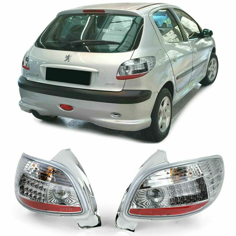 Rear LED Lights CHROM for Peugeot 206 98-05 SPORT LOOK
