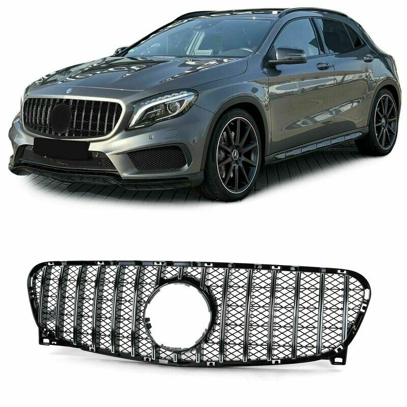 Front BLACK & CHROM grill for Mercedes GLA X156 13-16