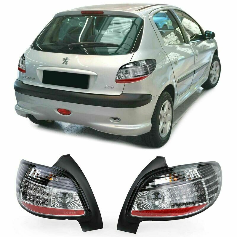 Rear LED Lights DARK-CHROM for Peugeot 206 98-05 SPORT LOOK