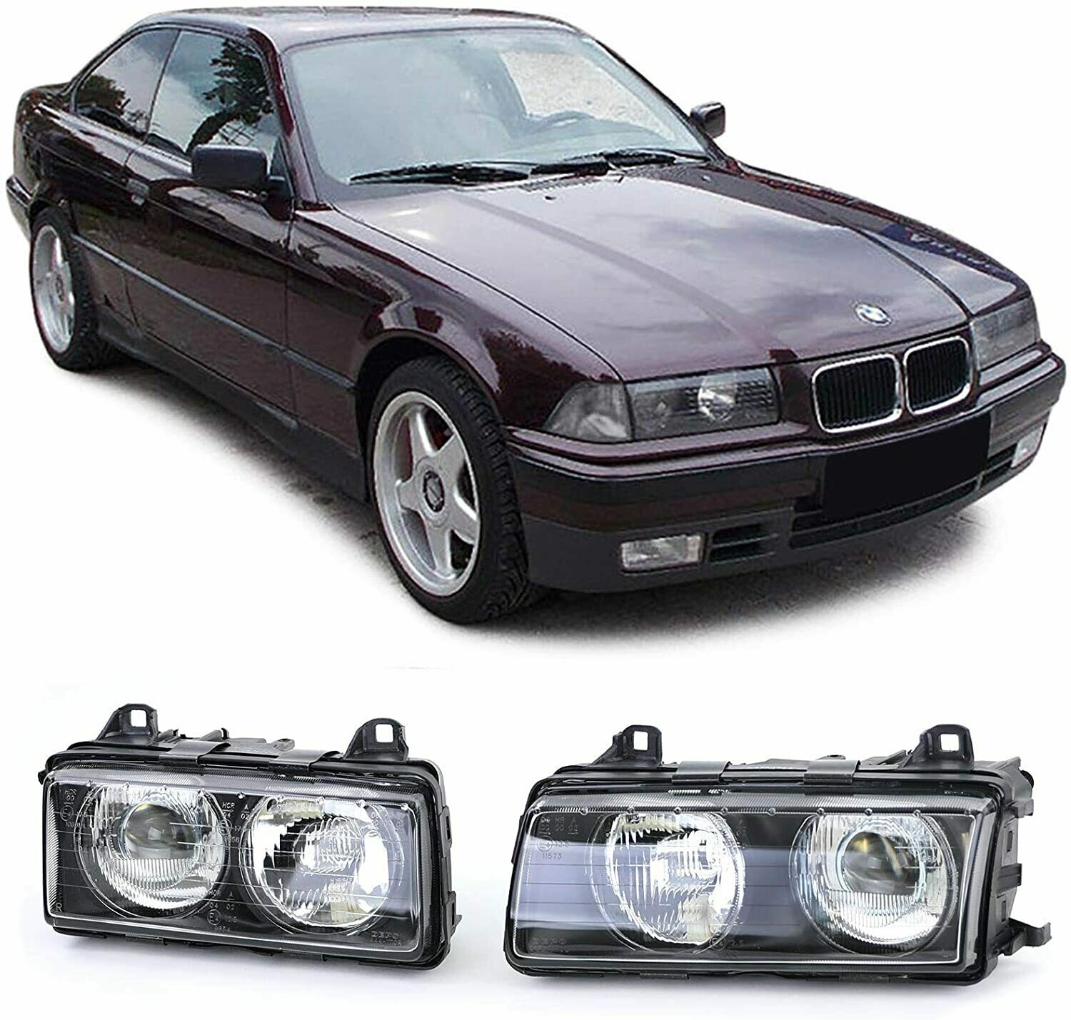Front Dark headlights for BMW E36 90-94 SERIE 3
